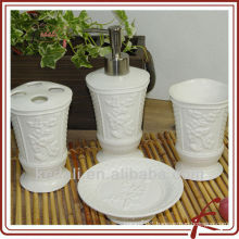 ceramic bathroom accessory set with emboss design